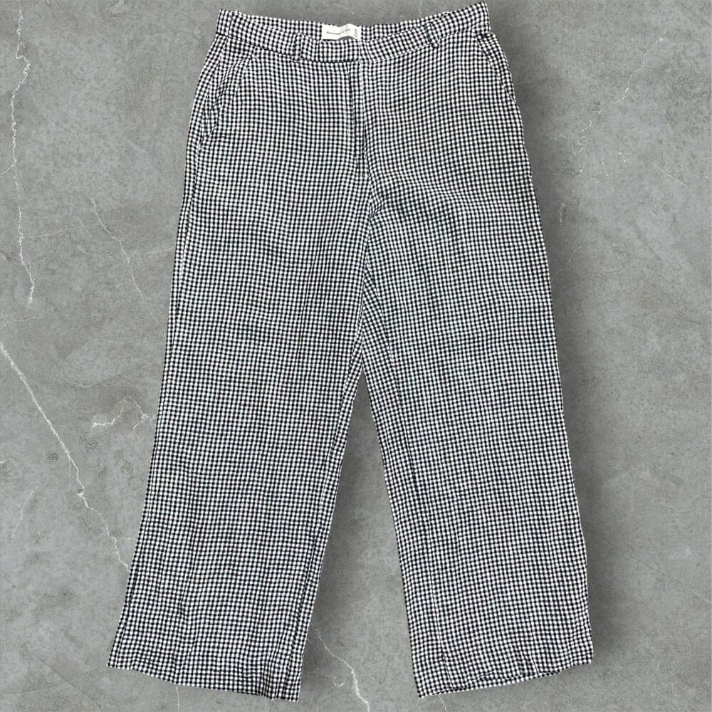 Abercrombie & Fitch Gingham Wide Leg Black White Pants Womens Size 30 x 29